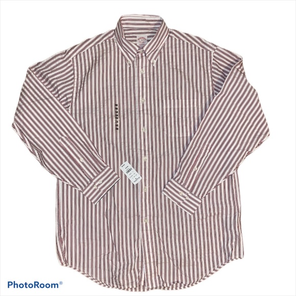 NEW Brooks Brothers Red White Plaid Long Sleeve Cotton Button Down Size Medium - Picture 1 of 3